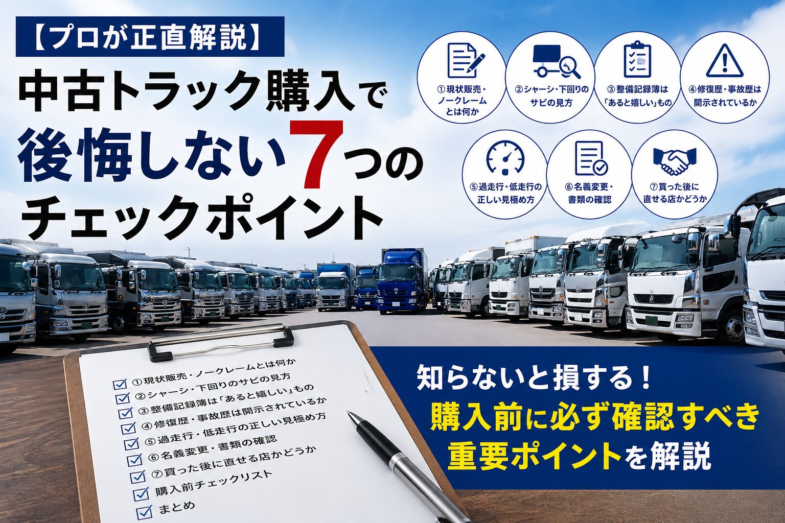 中古トラック購入で後悔しない7つのチェックポイント
